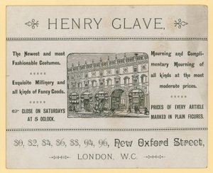 Pubblicità per Henry Glave, New Oxford Street, Londra