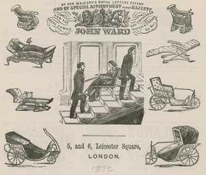 Pubblicità per John Ward, produttore di carrozze per invalidi da English School