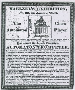Pubblicità per la Mostra di Maelzel, 29 St Jamess Street