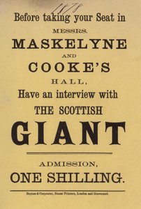 Pubblicità per la sala di Messrs Maskelyne e Cookes da English School