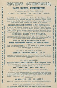 Pubblicità per il Simposio di Soyer, Gore House, Kensington da English School