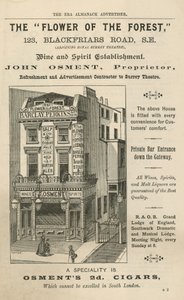 Pubblicità per The Flower of the Forest, 123 Blackfriars Road, Londra da English School