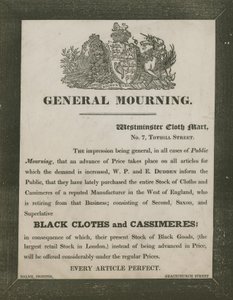 Pubblicità per W P e E Dudden, Westminster Cloth Mart, 7 Tothill Street da English School