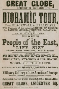 Pubblicità per un Tour Dioramico da Blackwall a Balaklava, con tableaux delle principali città d