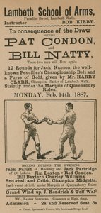 Pubblicità per un incontro di boxe tra Pat Condon e Bill Natty