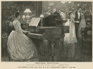 Pubblicità per il fabbricante di pianoforti John Brinsmead and Sons, Wigmore Street, Londra da English School