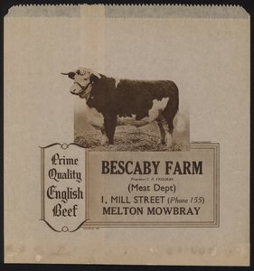 Pubblicità per carne di manzo Bescaby Farm