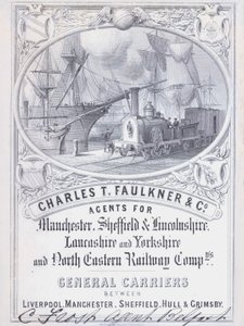 Pubblicità per Charles T Faulkner and Company, agenti per le compagnie ferroviarie (litografia) da English School