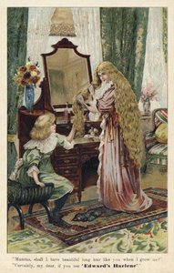 Pubblicità per il produttore e restauratore di capelli Edwards Harlene da English School