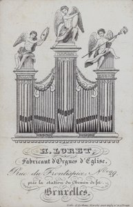 Pubblicità per H Loret, fabbricante di organi da chiesa, Bruxelles, Belgio (litografia) da English School
