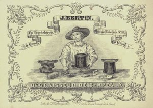 Pubblicità per J Bertin, pulitore di cappelli, Gand, Belgio da English School