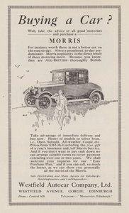 Pubblicità per le auto Morris, 1926 da English School