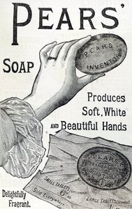 Pubblicità per il sapone Pears. 1887. Incisione da English School