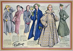 Pubblicità per la collezione primavera di Pontings, anni 