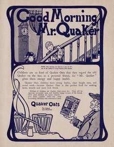 Pubblicità per i cereali per la colazione Quaker Oats da English School