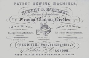 Pubblicità per le macchine da cucire Robert S Bartleet da English School