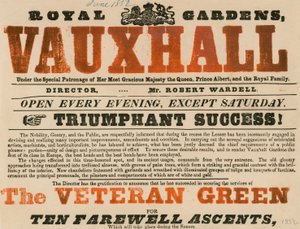 Annuncio per il Royal Garden, Vauxhall; Vauxhall Gardens, Londra