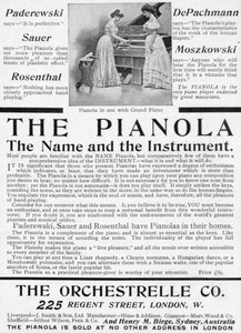 Pubblicità per The Pianola, da The King, 1 giugno 1901 da English School