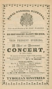 Annuncio per i Vauxhall Gardens, Londra da English School