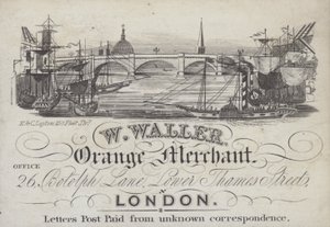 Pubblicità per W Waller, commerciante di arance, Londra
