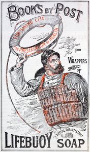 Pubblicità per libri per corrispondenza in cambio di raccogliere le confezioni di sapone Lifebuoy