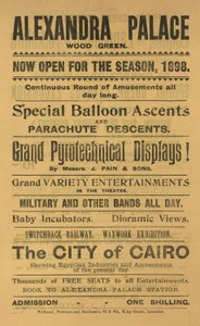 Pubblicità per la stagione 1898 al Palazzo di Alexandra da English School