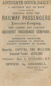 Pubblicità per la Railway Passenger Assurance Company da English School