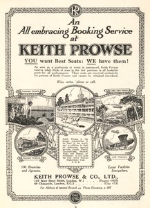 Pubblicità per i servizi di prenotazione biglietti di Keith Prowse & Co, Ltd