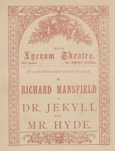 Cartolina pubblicitaria per il Teatro Lyceum, Dr Jekyll e Mr Hyde con Richard Mansfield da English School