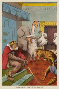 Le favole di Esopo: La scimmia e la volpe (cromolitografia) da English School