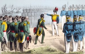 Dopo la battaglia di Monterrey, il generale messicano Pedro de Ampudia cede la città al generale americano Zachary Taylor durante la guerra messicano-americana del 1846-48 da English School