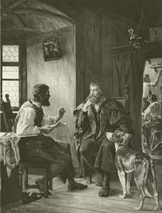 Albrecht Dürer visita Hans Sachs (incisione) da English School