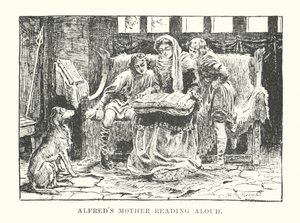 La madre di Alfred che legge ad alta voce (incisione) da English School