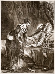 Alice Perrers al capezzale di Edoardo III, illustrazione da Cassells Illustrated History of England da English School