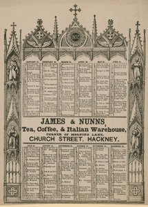 Almanacco emesso da James & Nunns da English School