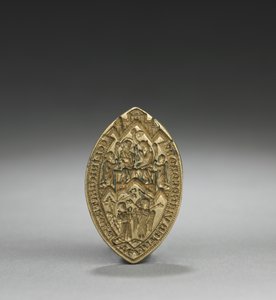 Sigillo a Mandorla: Incoronazione della Vergine con un Monaco in Ginocchio, 1300 da English School