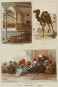 Tour di un artista tra gli arabi (incisione a colori) da English School
