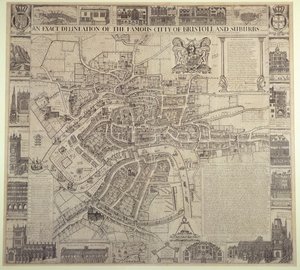 "Una delineazione esatta della famosa città di Bristol e dei sobborghi", di James Millerd, pub.1673 da English School