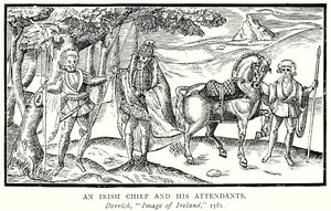 Un capo irlandese e i suoi aiutanti (incisione) da English School