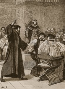 Andrew Melville davanti al Consiglio Privato Scozzese, illustrazione da Cassells Illustrated History of England da English School