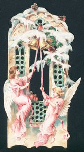 Angeli che suonano campane, biglietto di Natale da English School