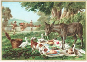 Animali che mangiano il picnic da English School