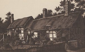Cottage di Anne Hathaway, Stratford on Avon (litografia) da English School