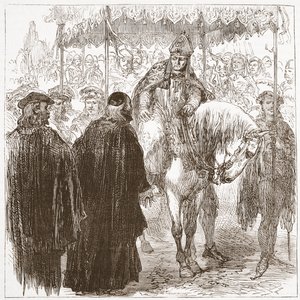 Arcivescovo Arundel a Oxford, illustrazione da La storia del protestantesimo di James Aitken Wylie (1808-1890), pub. 1878 da English School