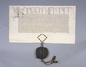 Archivio 11980: Carta che registra la concessione del re Enrico VI al New College di Oxford delle proprietà di Newton Longville, 1441