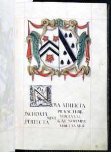 Archivio 3693 fol.2 Stemma da un libro di beneficenza di New Buildings, Oxford da English School