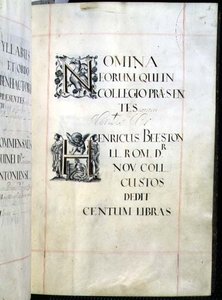 Archivio 3693 fol.4 Pagina da un libro di beneficenza del New College, Oxford da English School