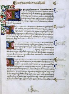 Pagina di testo con iniziale illuminata 