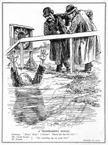 Aristide Briand e Lloyd George scherniscono la Germania che affoga, dicembre 1921 da English School
