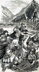 Arminio, il principe tedesco, combatte i romani da English School